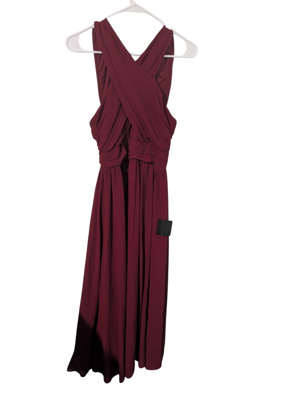 Lulu's,Cross-Front Burgundy Maxi Dress, Size M - Picture 4 of 6
